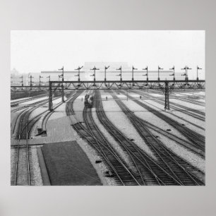 Spoorweg Schakelterrein, 1907. Oude foto Poster