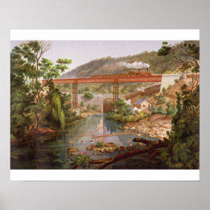 Spoorwegbrug op Atoyac uit 'Album of the Mexicic' Poster