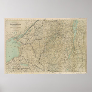 Spoorwegkaart  Adirondack Mountains (1895) Poster