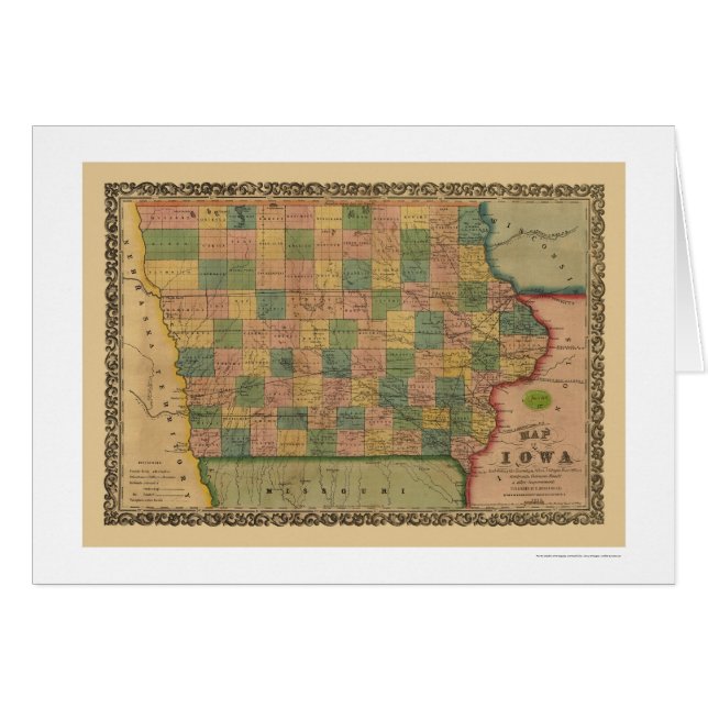Spoorwegkaart Iowa 1855 (Voorkant Horizontaal)