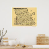 Spoorwegkaart Missouri 1897 Poster (Keuken)