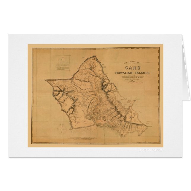 Spoorwegkaart Oahu Hawaii 1881 (Voorkant Horizontaal)