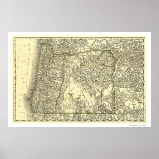 Spoorwegkaart Oregon 1876 Poster (Voorkant)