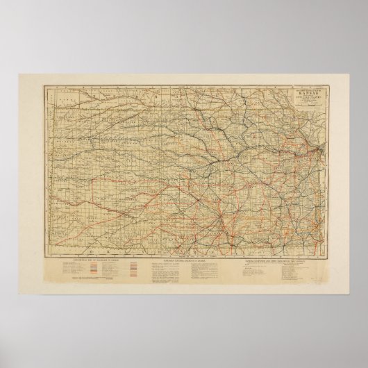  Spoorwegkaart van Kansas Poster (Voorkant)