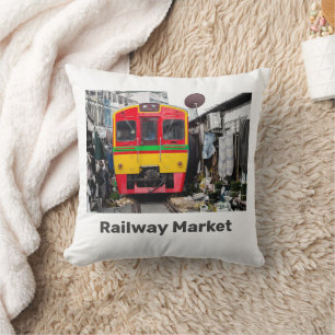 Spoorwegmarkt Mae Klong  Thailand Retro Kussen