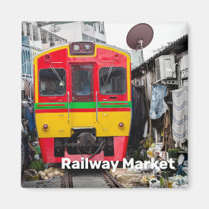 Spoorwegmarkt Mae Klong  Thailand Retro Magneet