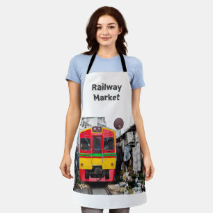 Spoorwegmarkt Mae Klong  Thailand Retro Schort