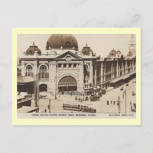 Spoorwegstation, Melbourne, Australië Vintage Briefkaart (Voorkant)