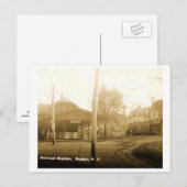 Spoorwegstation, Roslyn, Long Island,  Briefkaart (Voorkant / Achterkant)