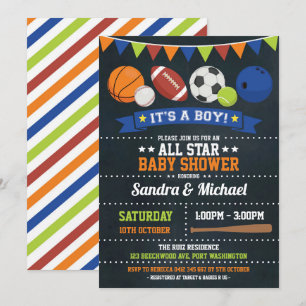 Sporen Alle Star Baby shower Basketball Rugby Kaart