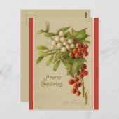 Sporen van Mistletoe en Holly Christmas Briefkaart (Voorkant / Achterkant)