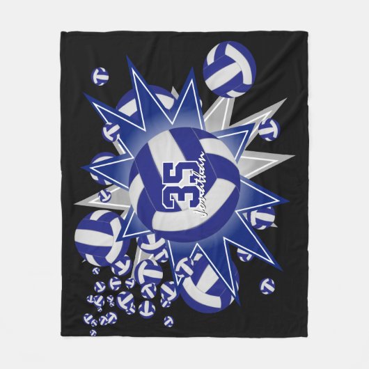 sporenblauw wit volleybalkamerdecor fleece deken (Voorkant)