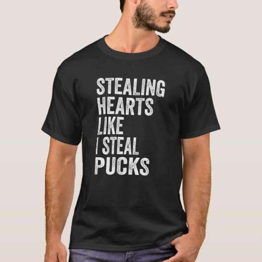 Sporend hart zoals ik Steal Pucks Valentijnsdag H T-shirt (Voorkant)