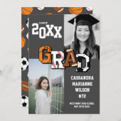 Sport Afstuderen Voetbal Basketball Football Invit Kaart (Voorkant / Achterkant)