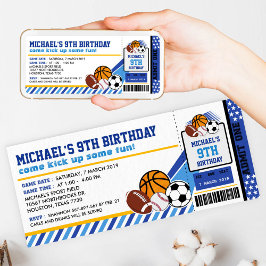 Sport All Star Ticket Pass Birthday Uitnodiging