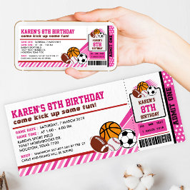 Sport All Star Ticket Pass Birthday Uitnodiging