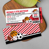 Sport All Star Ticket Pass Birthday Uitnodiging