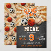 Sport anniversaire invitation de football baseball (Devant / Derrière)