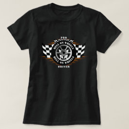 Sport auto racen hel op wielen geruite vlag t-shirt
