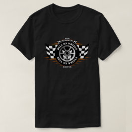 Sport Auto Racing Vlammen Wiel Geruite Vlag Pro T-shirt