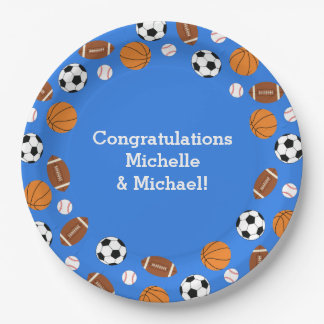 Sport Baby shower Co-ed Theme Boy Blue Papieren Bordje