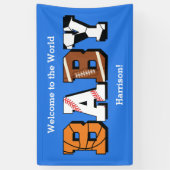 Sport Baby shower Co-ed Theme Boy Blue Spandoek (Verticaal)