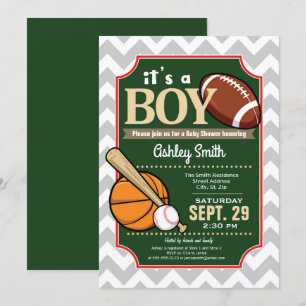 Sport Baby shower Invitation Boy Kaart