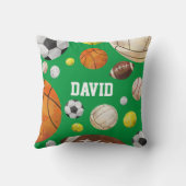 Sport Balls Baby Boy Name Green Kussen (Achterkant)