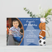 Sport Baseball Basketball Birthday Uitnodigingen (Staand voorkant)