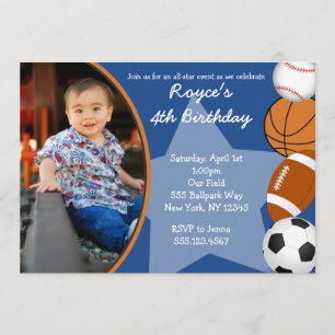 Sport Baseball Basketball Birthday Uitnodigingen