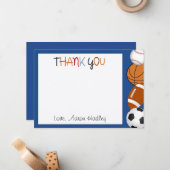 Sport Baseball Football Birthday Hartelijk dank Notitiekaartje (Voorkant / Achterkant in situ)