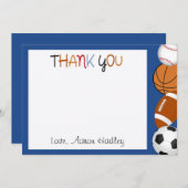 Sport Baseball Football Birthday Hartelijk dank Notitiekaartje (Voorkant / Achterkant)