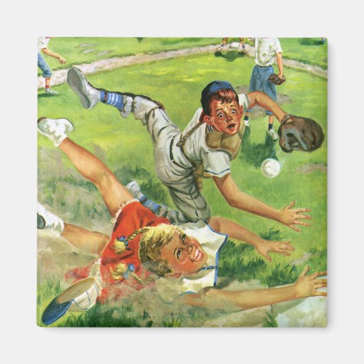  sport Baseball, kinderploegen spelen Magneet (Voorkant)