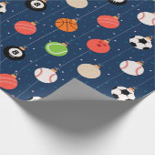 Sport Baseball Soccer Fun kerstdecoratie Cadeaupapier (Hoek)