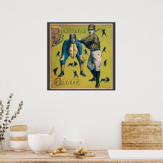 sport Baseball-spelers op het Homespel Poster (Keuken)