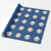 Sport Baseball Theme Navy Blue Cadeaupapier (Uitgerold)
