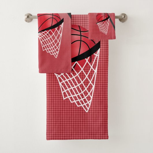 Sport 🏀 Basketbal - Rood | personaliseren Bad Handdoek (Insitu)