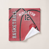 Sport 🏀 Basketbal - Rood | personaliseren Bad Handdoek (Wasdoekje)