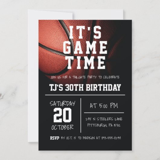 Sport Basketball Birthday Uitnodiging (Voorkant)