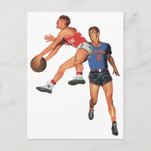 Sport, Basketball-spelers in een game Briefkaart