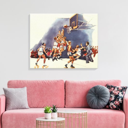 sport Basketball, spelers in een game Canvas Afdruk (Insitu (Woonkamer))
