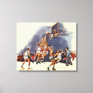 sport Basketball, spelers in een game Canvas Afdruk
