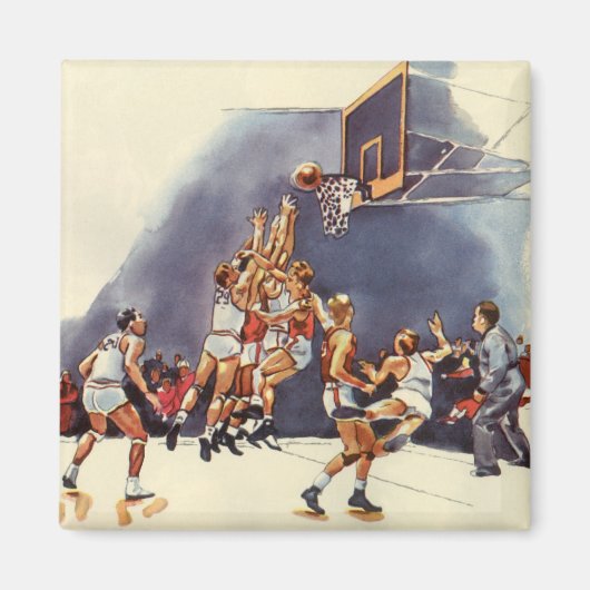 sport Basketball, spelers in een game Magneet (Voorkant)
