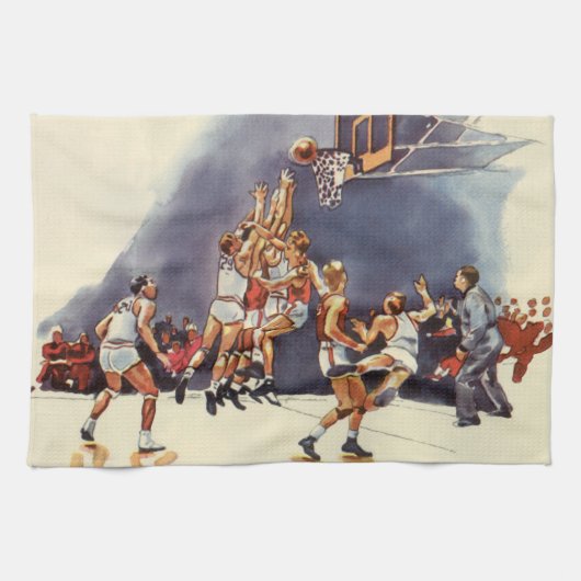  sport Basketball, spelers in een game Theedoek (Horizontaal)