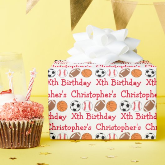 Sport Birthday Cadeaupapier (Verjaardagsfeest)