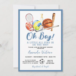 Sport Boy Ball All Star Themaparty Baby Shower Kaart