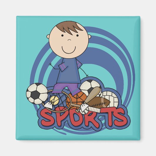 Sport Boy Soccer T-shirts en geschenken Magneet (Voorkant)