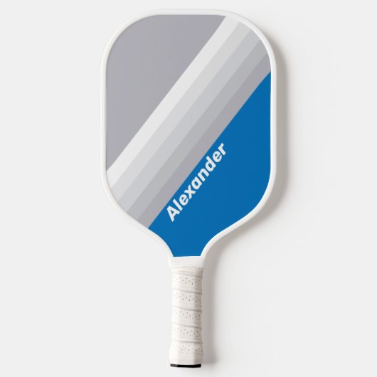 Sport Cloudy Blue Sky Stripes with Name Pickleball Paddle (Achterkant)