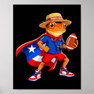 Sport coqui kikker Puerto Rico vlag rican voetbal Poster