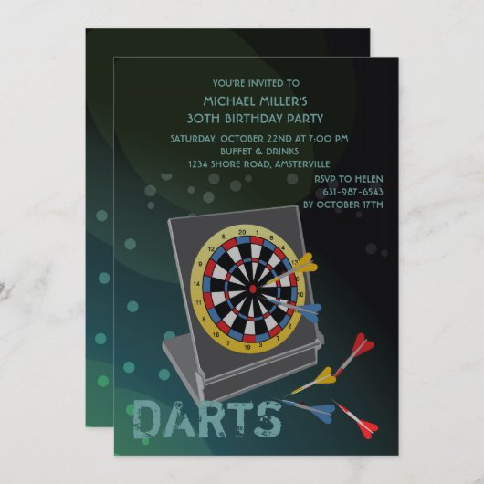Sport Darts - Uitnodiging (Voorkant / Achterkant)